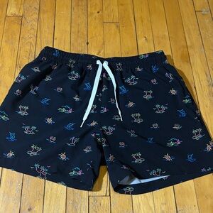 Chubbies Black Tropical Print Swim Trunks
